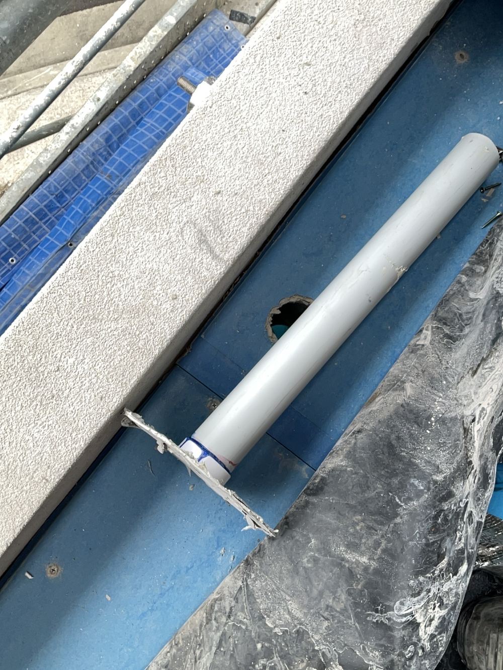Balcony with no drainage installed or connected at membrane stage, found during a waterproofing inspection in Earlwood